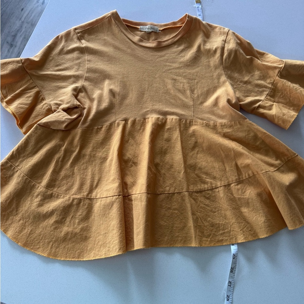 Love Notes Ruffle Sleeve Top - Tan